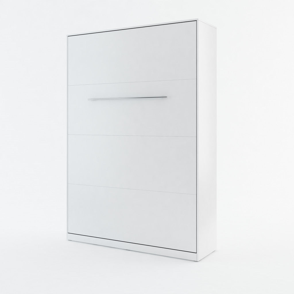 Double vertical wall bed with spring mechanism – white matt finish, closed view