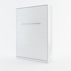 Double vertical wall bed with spring mechanism – white matt finish, closed view