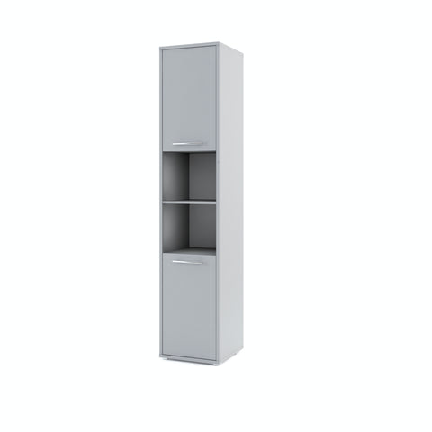Side cabinet for TD wall bed – grey finish, closed doors with metal handles