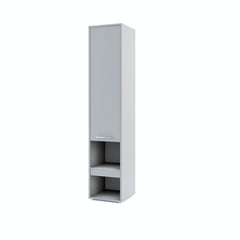Side cabinet for TD wall bed – grey finish, closed view with metal handles