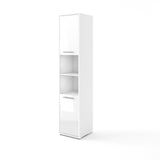 Side cabinet for TD wall bed – white gloss finish, closed doors with metal handles