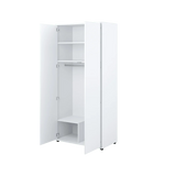 Wardrobe, Side Cabinet, Storage, Push-to-open Door, for Wall Beds MK, white , open, marmell