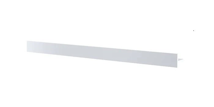 White mounted shelf fixed to rear wall of vertical wall bed – styled bedroom interior