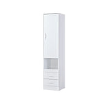 Side tall cabinet – white front, white handle, clean and compact style