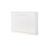 king size wall bed, horizontal wall bed, Murphy bed, space-saving bed, pull-down bed, hidden bed, white, white handle, marmell