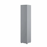 Closed minimalist grey side cabinet for Murphy bed, featuring a sleek floor-to-ceiling single door for a clutter-free look