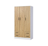 wardrobe 120, 3-door wardrobe, cabinet, storage, oak, black handles marmell