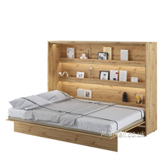 horizontal double wall bed, multifunctional bed,  folding bed, fold down bed,  fold out bed, hidden bed, fold away bed, Murphy bed, convertible bed, wall bed with cabinet, pull-down bed, space saving bed, wall bed, beds, marmell furniture